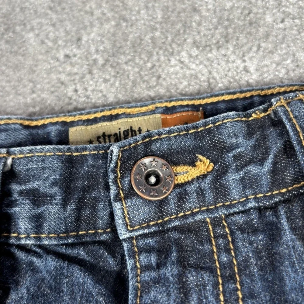 Old Navy Jeans Youth Boys 14 Straight Leg Dark Blue Denim‎ Flap Pockets Belt Y2K
